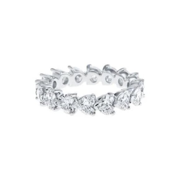 Lovely Diamonds Sweet Zircon Silver Heart Eternity Rings for Women, MARR9139 - Picture 3 of 3